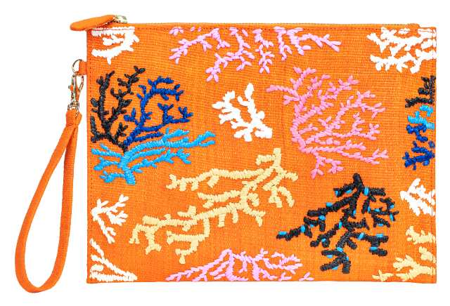GUSTOKO Handwoven Moana vegan pouch in Orange