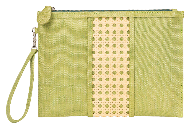 Isla Beach Bag / Large Purse Raffia Clutch Bag by GUSTOKO - Lime