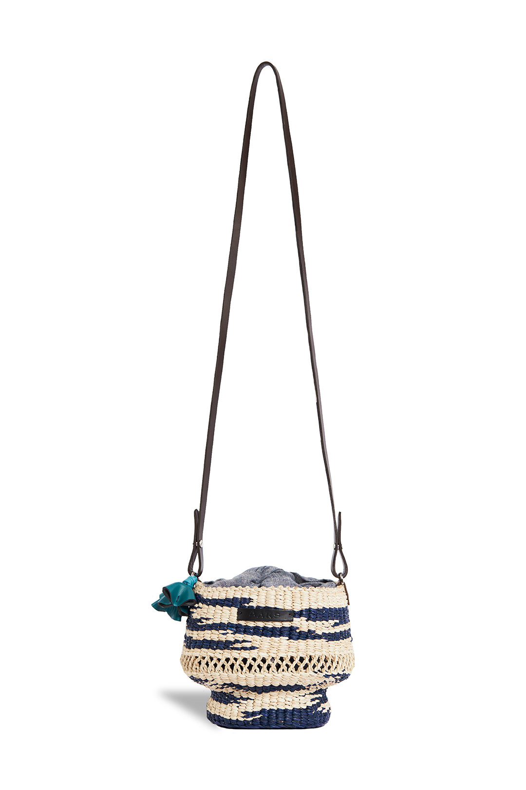 A A K S Baw Pot Wavy Leather Trimmed Mini Bucket Bag