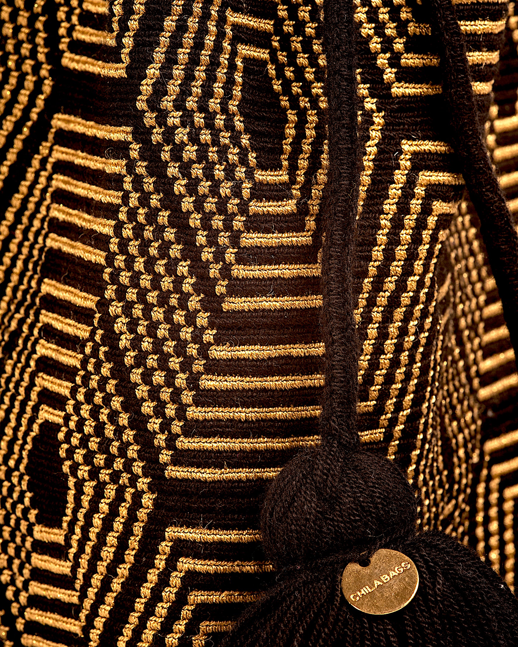 CHILA BAGS Tokyo Gold Bucket Bag, close up