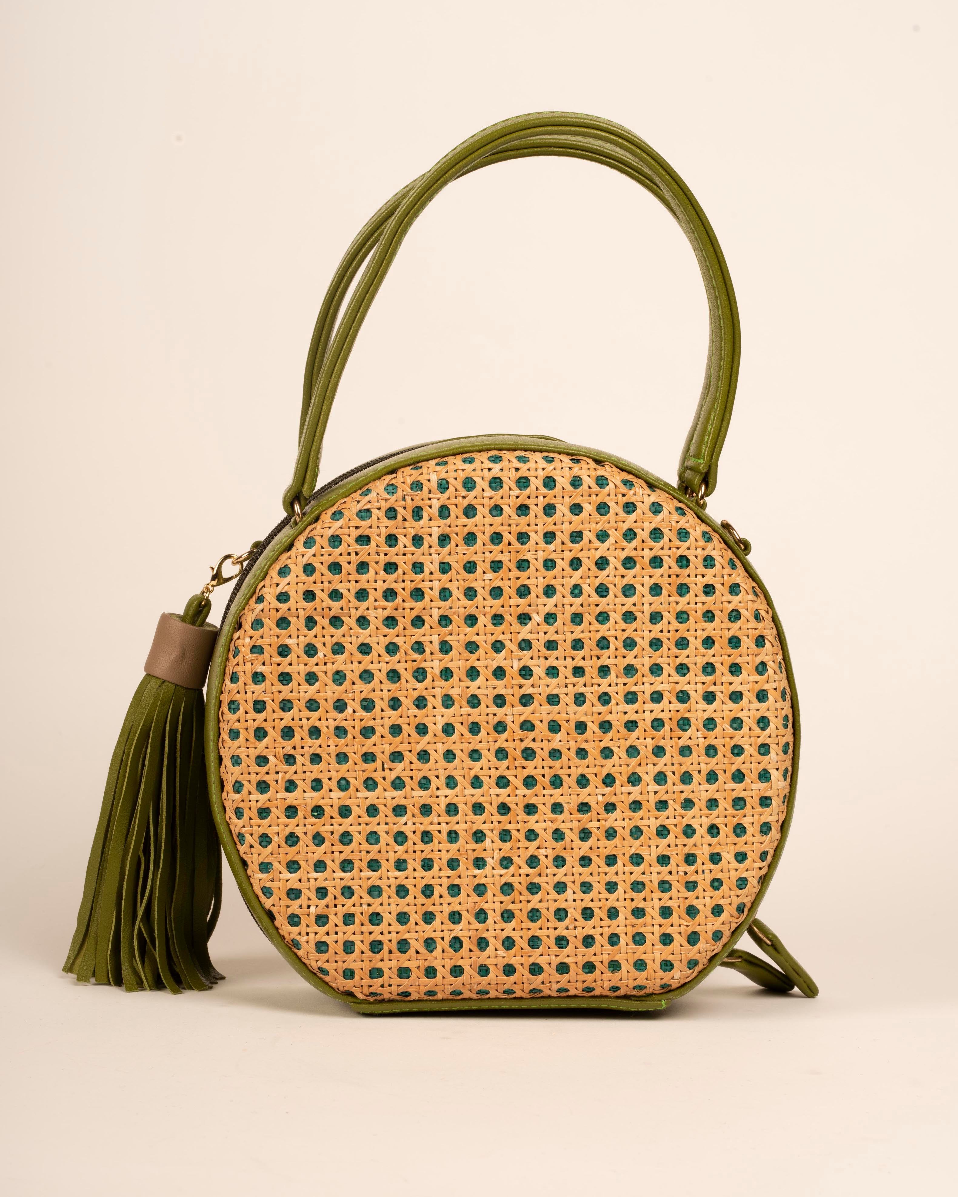 ILHA Francesca purse in Olive, front facing