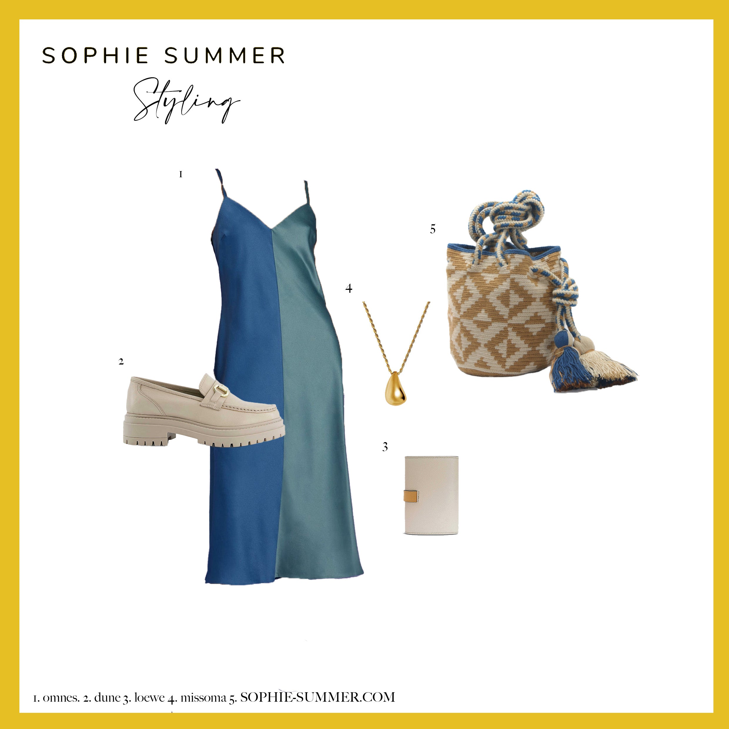 Styling board featuring the CHILA BAGS ELif handwoven bag