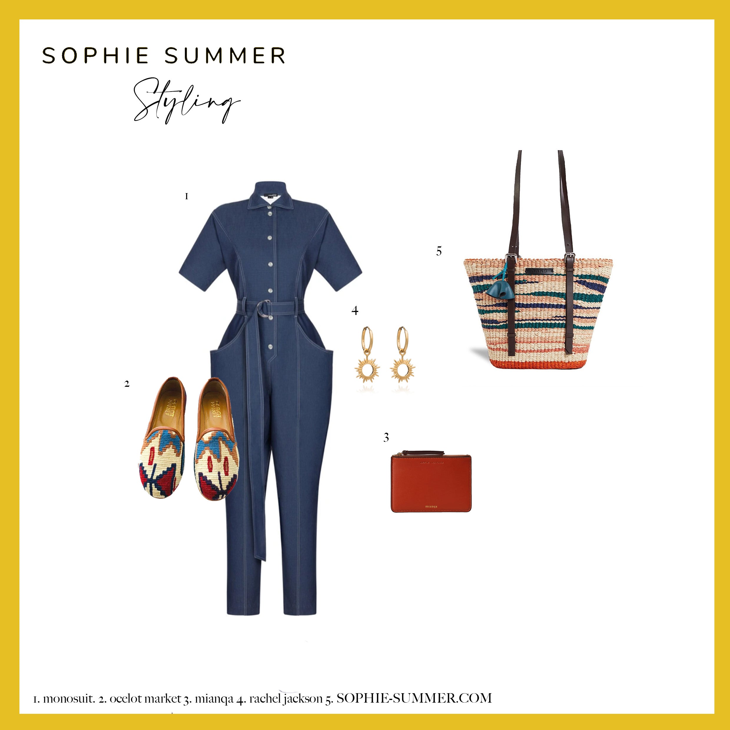 Styling board featuring the AAKS HAWA Tie Dye handwoven tote bag
