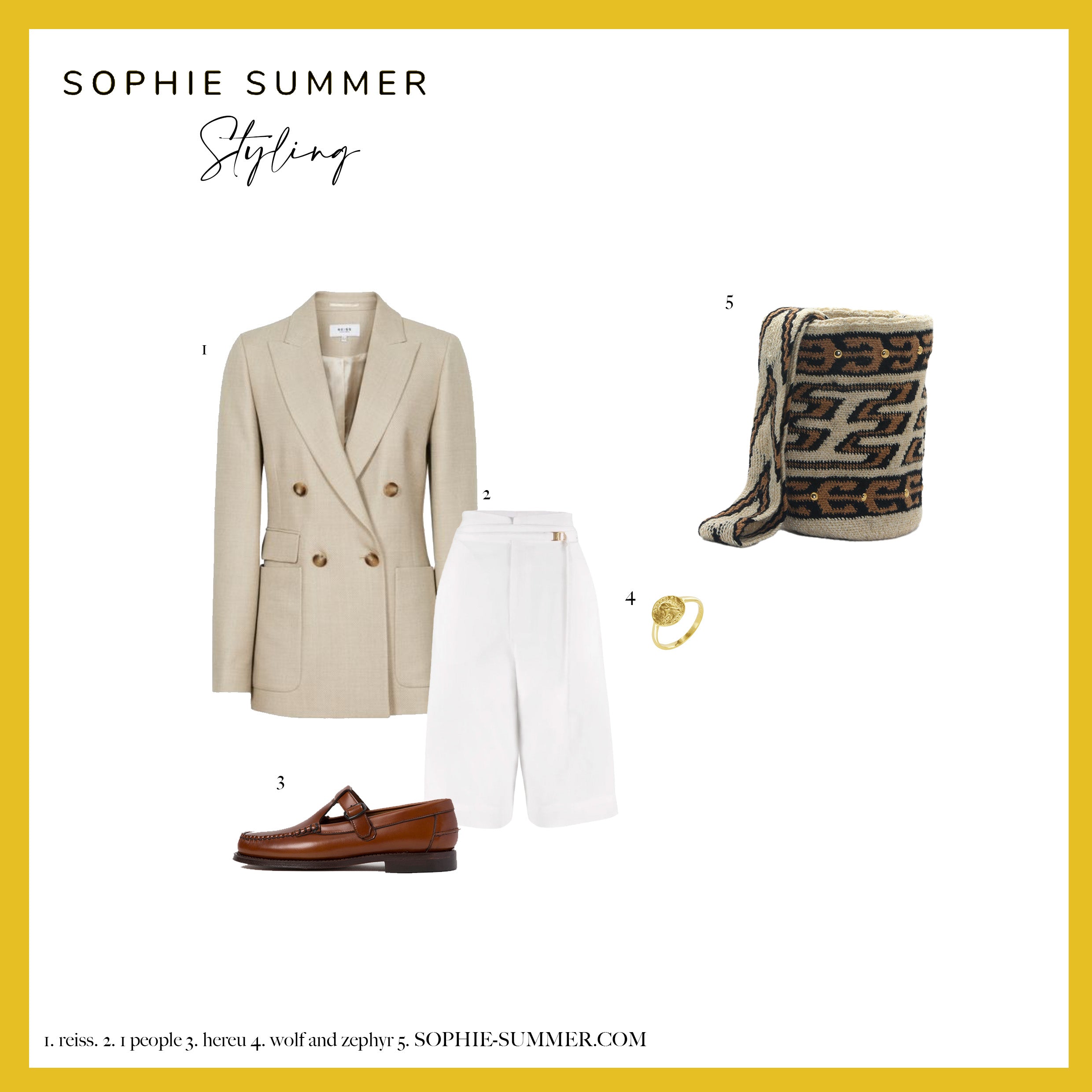 Styling board featuring the CHILA BAGS Sierra natural bucket bag