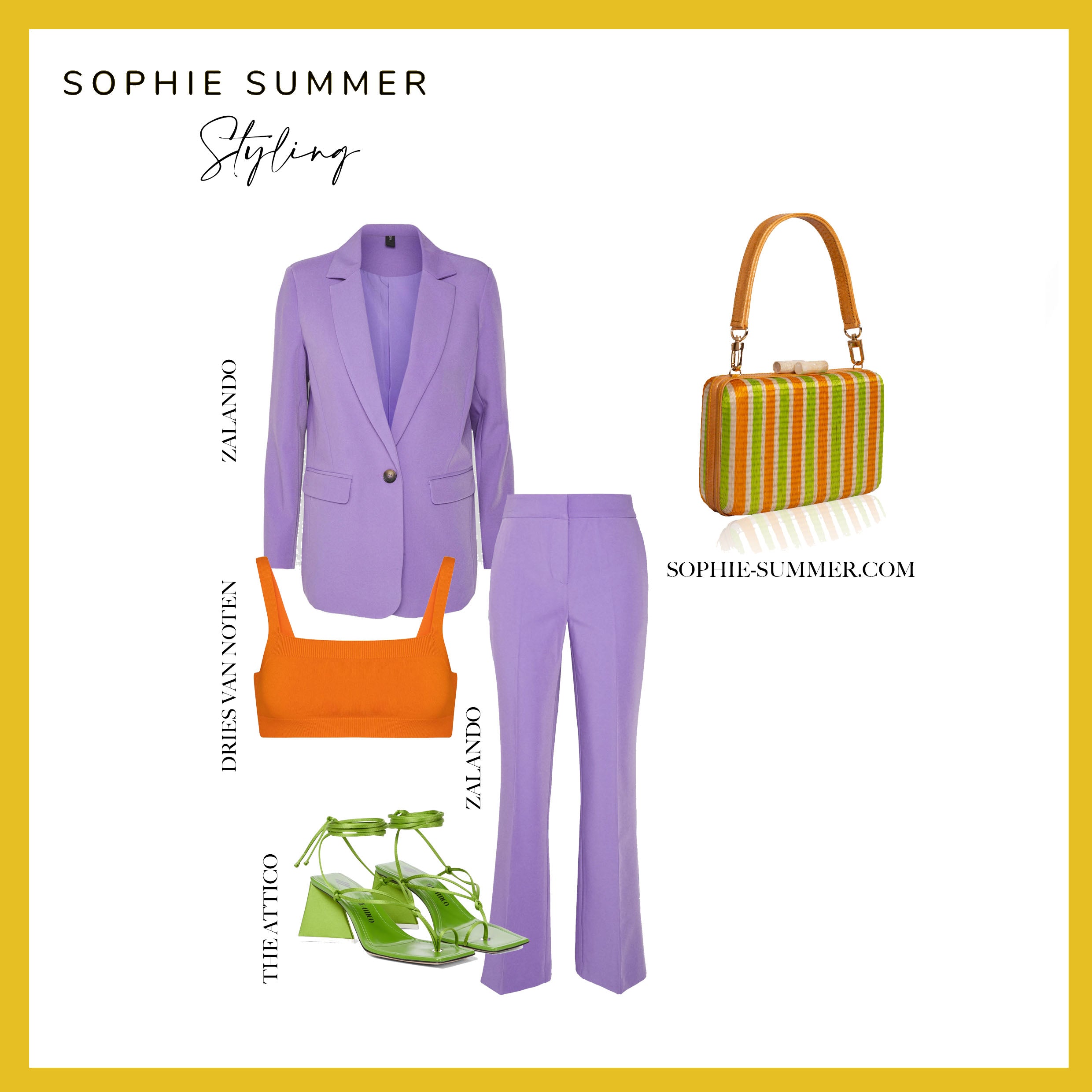 Sophie Summer colour clash image trend outfit.
