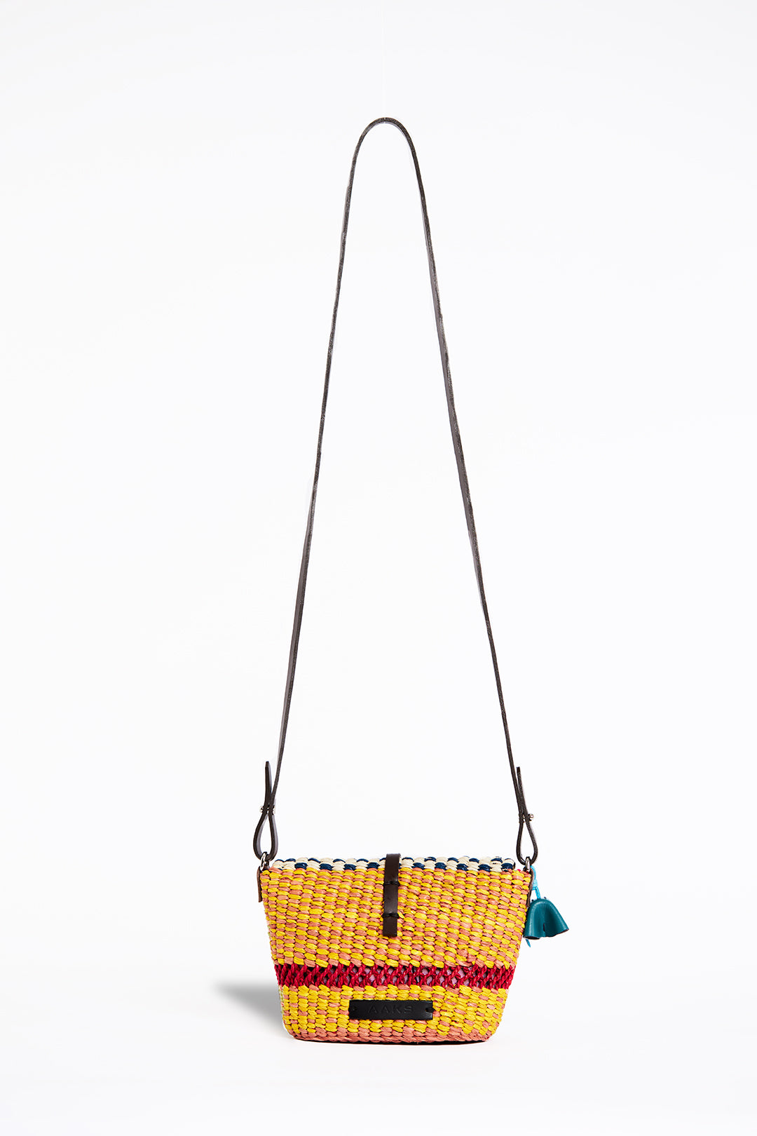 AAKS Bika Yellow handmade micro shoulder bag, long strap, reverse