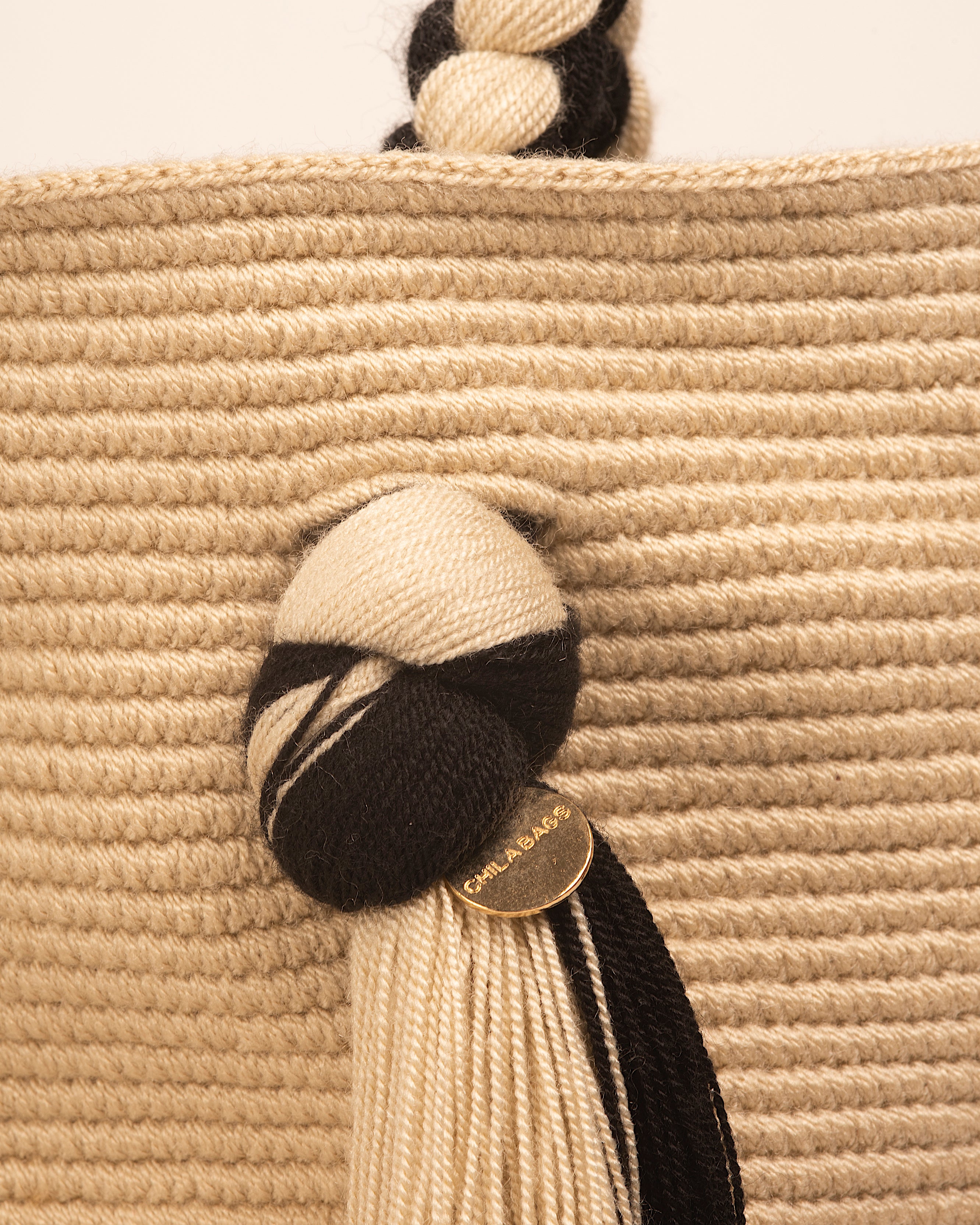 CHILA BAGS Juanma Tassel Beach Bag, close up