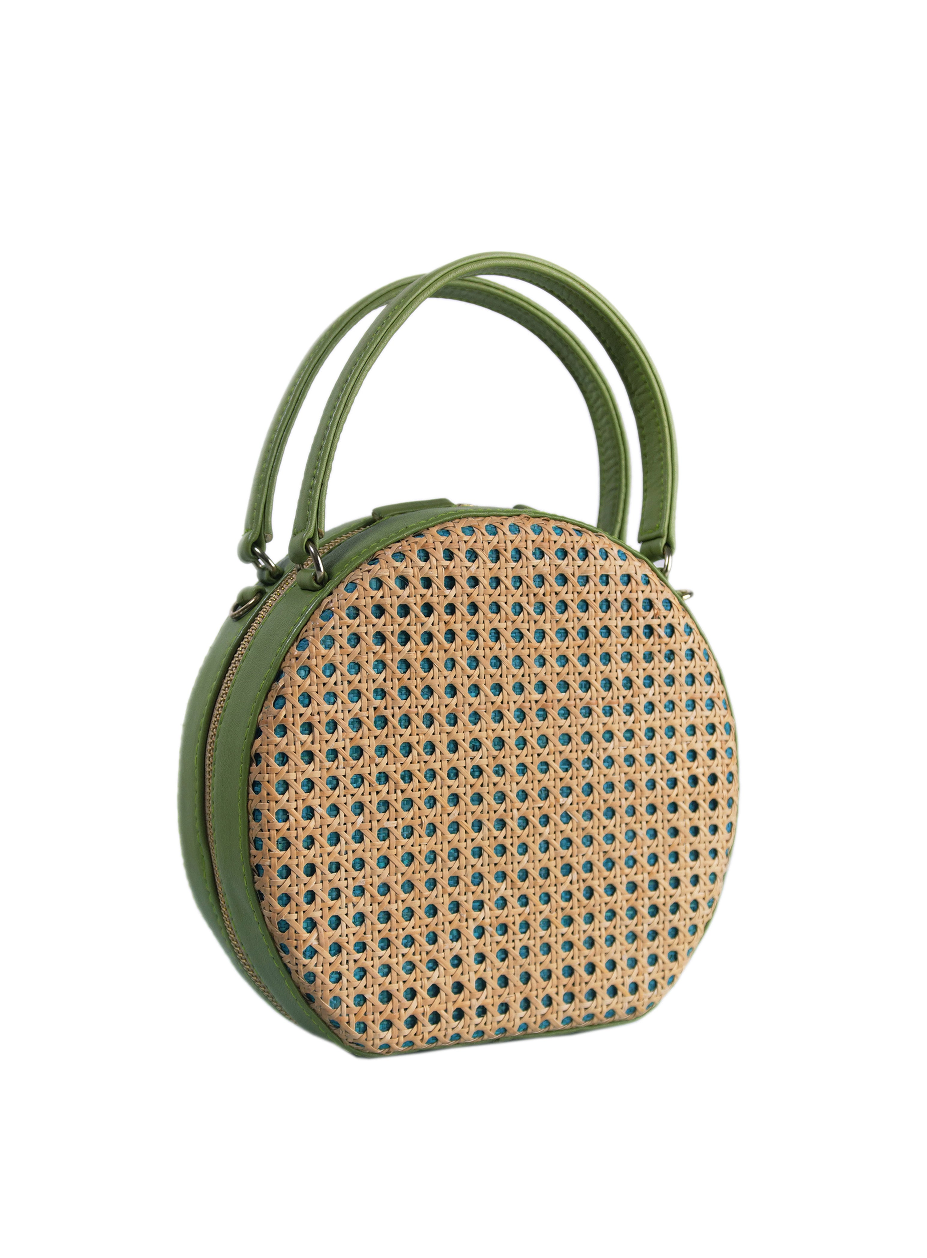 ILHA Francesca handwoven ethically-made handbag, olive, profile